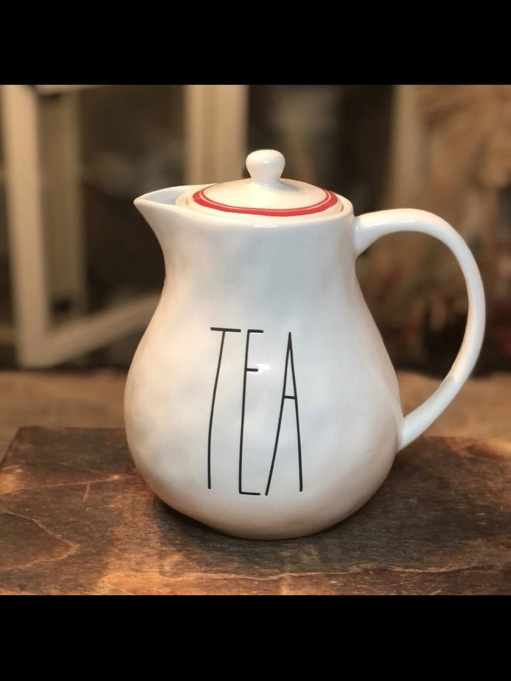 Rae Dunn Boutique red line teapot